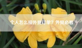 个人怎么接外贸订单？外贸必看