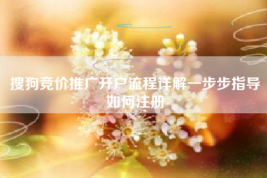 搜狗竞价推广开户流程详解一步步指导如何注册